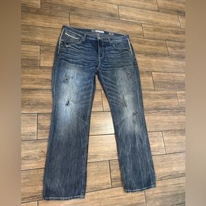 BKE Men's 36R Derek Jeans Straight Leg, Distressed, Medium Wash 36X31